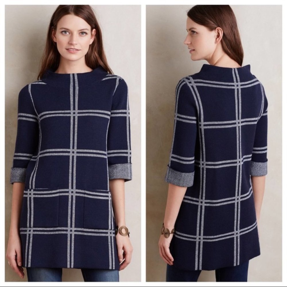 Anthropologie Moth Paned Sweater Tunic SZ S